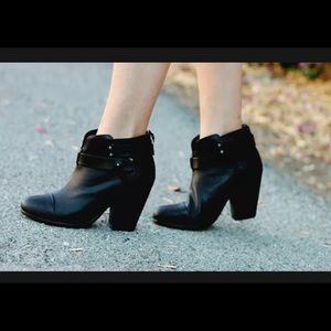 Rag & Bone Womens Leather Cap Toe Belted Ankle Booties Black Size 8.5 Harrow.